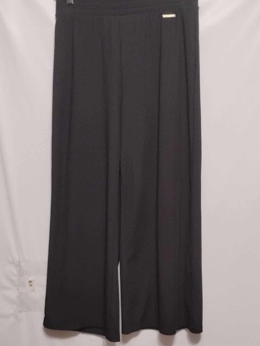 Marc New York Andrew Marc Women's S Rib-Style Detail Black Wide-Leg Pants